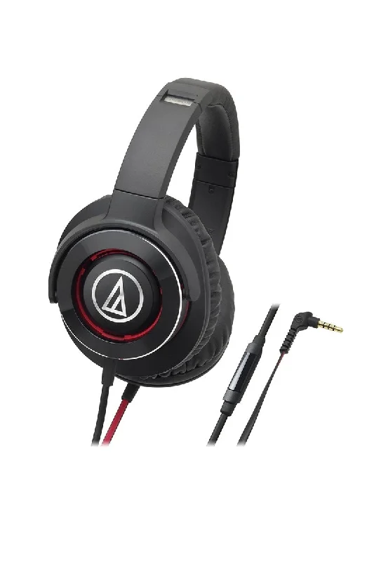 Audio-Technica ATH-WS770iS Black / Red Solid Bass Headphones (OPEN BOX)