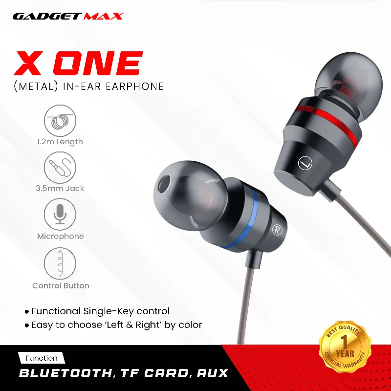 GADGET MAX-X ONE (METAL) IN-EAR  3.5MM EARPHONE ,Wired Earphone